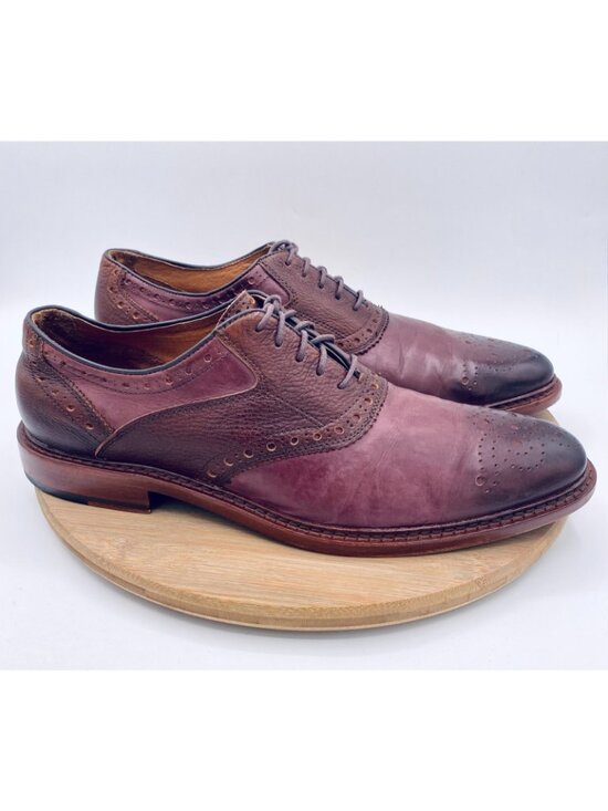 Johnston Murphy Shoes Mens 11.5 Red Soft Leather Wingtip Oxfords Preppy main image 4